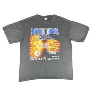 Super Bowl XL 2006 T Shirt Steelers Seahawks Vintage NFL Graphic Tee Mens XL